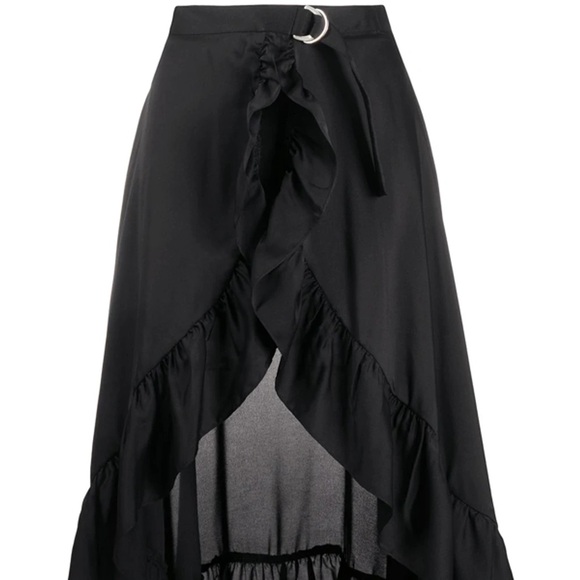 SANDRO IIONA WRAP SKIRT BUILT IN SHORTS RUFFLE BLACK NWT SZ XS - Picture 10 of 13